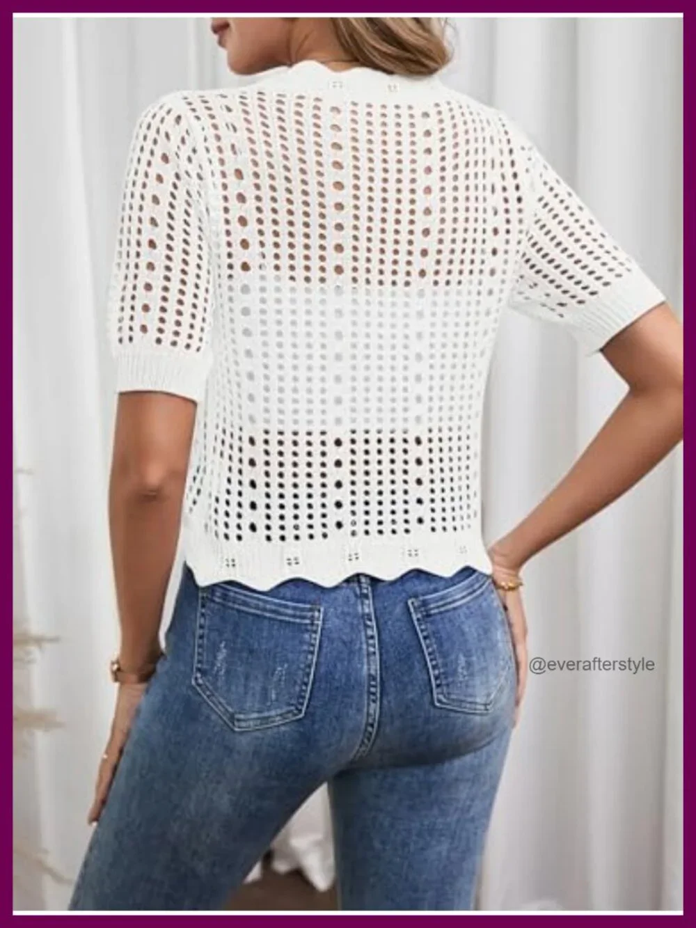 Women's Crochet Cardigan Short Sleeve Cropped Tie Front Knit Shrug